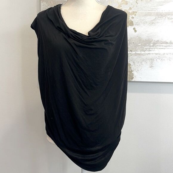 GROCERIES Slouch/Rouched‎ Black Asymmetry Top - Picture 1 of 3